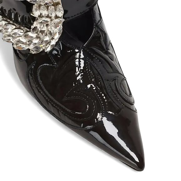 Balmain Clara Western Crystal-Embellished 95mm Womens Black Pumps -US 6- (0570) - Picture 8 of 16